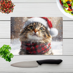 Christmas Ragamuffin Glass Chopping Board
