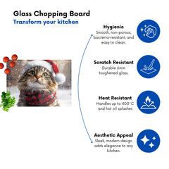 Christmas Ragamuffin Glass Chopping Board