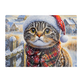 Christmas Scottish Fold Cat Glass Chopping Board