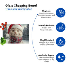 Christmas Selkirk Rex Glass Chopping Board