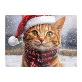 Christmas Ginger Shorthair Cat Glass Chopping Board