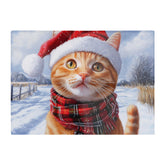 Christmas Ginger Shorthaircat Glass Chopping Board