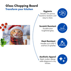 Christmas Ginger Shorthaircat Glass Chopping Board