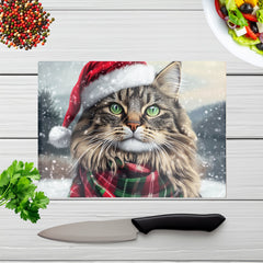 Snowy Christmas Siberian Glass Chopping Board