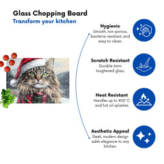 Snowy Christmas Siberian Glass Chopping Board