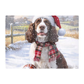 Christmas Springer Spaniel Dog Glass Chopping Board