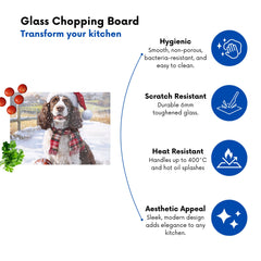 Christmas Springer Spaniel Dog Glass Chopping Board