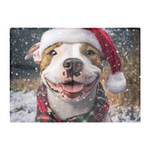 Christmas Staffy Bull Terrier Glass Chopping Board