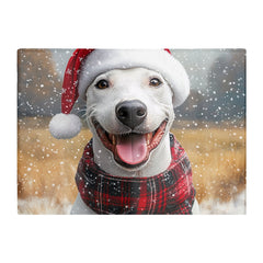 Christmas English Bull Terrier Glass Chopping Board