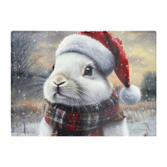 Christmas White Rabbit Glass Chopping Board