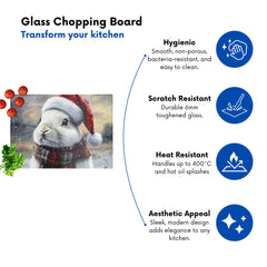 Christmas White Rabbit Glass Chopping Board