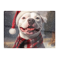 Christmas Staffy Bull Terrier Dog Glass Chopping Board