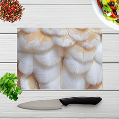 Fluffy Barn Owl Feather Print Chopping Board