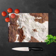 Brown White Cow Hide Print Chopping Board