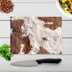 Brown White Cow Hide Print Chopping Board