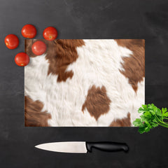 Brown And White Cow Hide Print Chopping Board