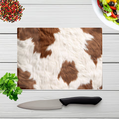Brown And White Cow Hide Print Chopping Board