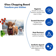 Highland Cow And A Snowman Chopping Board
