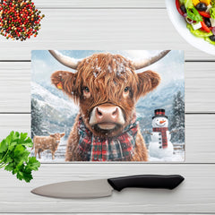 Snowy Highland Cow Chopping Board