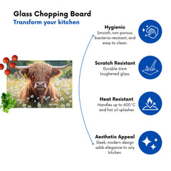 Highland Cown And Daisies Chopping Board
