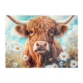 Highland Cow With Daisies Chopping Board
