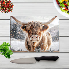 Wintery Highland Cow Chopping Board