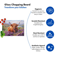 Highland Cow Amongst Heather Chopping Board
