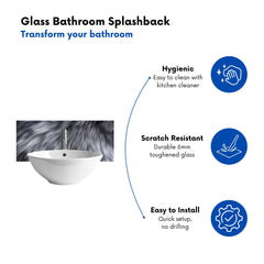 Silver Fox Fur Print Glass Bathroom Splashback