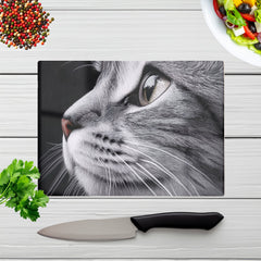 Silver Tabby Cat Face Chopping Board