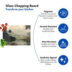 Temple By A Lake With Lilies Chopping Board