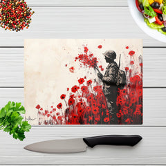 Banksy |Nspired Soldier And Poppies Chopping Board