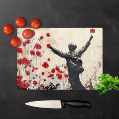 Banksy Inspired Poppy Fields Chopping Board