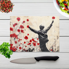 Banksy Inspired Poppy Fields Chopping Board