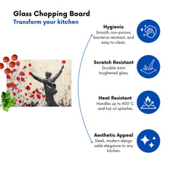 Banksy Inspired Poppy Fields Chopping Board