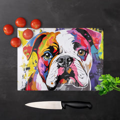 Banksy Inspired Colourful Bulldog Chopping Board