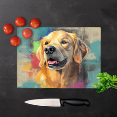Banksy Inspired Golden Retriever Chopping Board