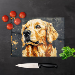 Banksy Inspired Thoughtful Golden Retriever Chopping Board