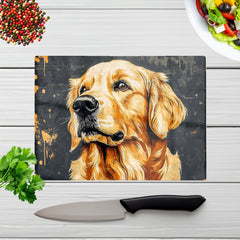 Banksy Inspired Thoughtful Golden Retriever Chopping Board
