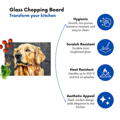 Banksy Inspired Thoughtful Golden Retriever Chopping Board