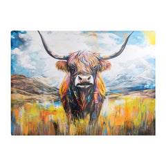 Colourful Highland Cow Inspired By Banksy Chopping Board