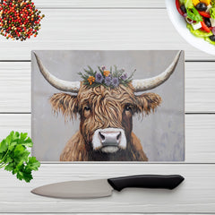 Highland Cow With A Thistle Head Dress Chopping Board