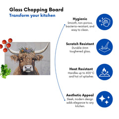 Highland Cow With A Thistle Head Dress Chopping Board
