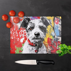 Colourful Terrier Banksy Inspired Chopping Board