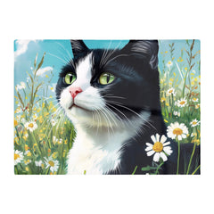 Black And White Cat In A Summer Meadow Chopping Board