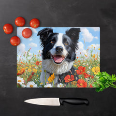 Border Collie Enjoying A Summer Meadow Chopping Board