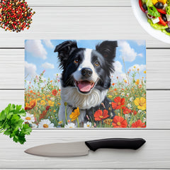 Border Collie Enjoying A Summer Meadow Chopping Board