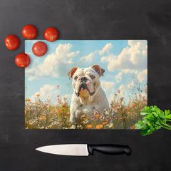 Bulldog Enjoying A Summer Meadow Chopping Board