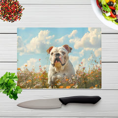 Bulldog Enjoying A Summer Meadow Chopping Board