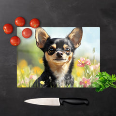 Chihuahua Enjoying A Summer Meadow Chopping Board