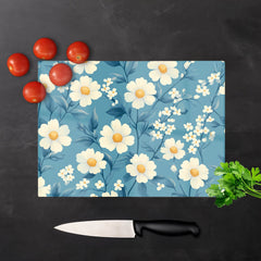 Blue And White Spring Daisies Chopping Board